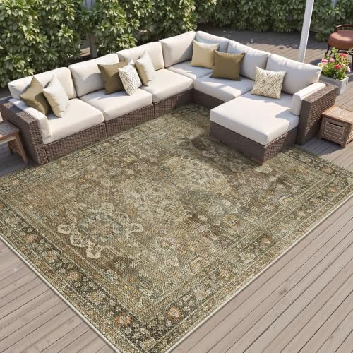 GENIMO 8x10 Outdoor Rug, Washable Quick Dry by GENIMO