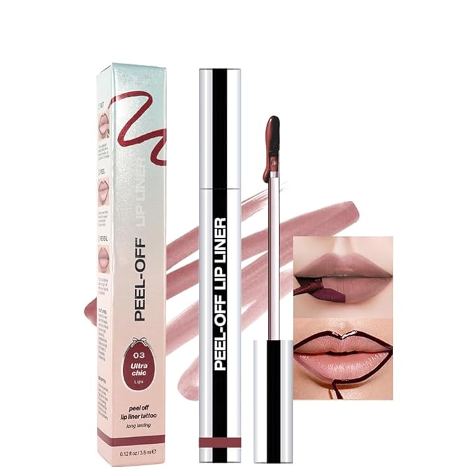 Matte Liquid Lip Stain Peel Off Lip liner Tattoo, Brownish Red Matte Peel Off Lip Stain, Long Lasting Waterproof Lipstick Lip Gloss Stain, Transfer-proof for All Skin Types, 0.12 fl oz 03#