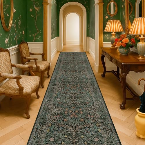 Dark Green Washable 3x12 Extra Long Runner Rug - Image 3