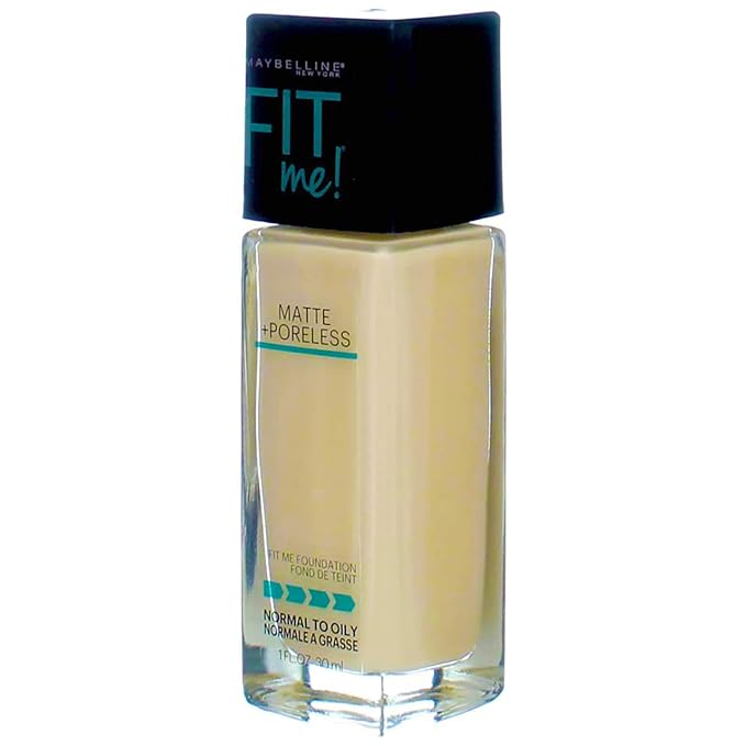Maybelline New York Fit Me! Matte + Poreless Foundation, Porcelain [110] 1 oz (Pack of 3)