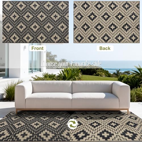 SAND MINE Waterproof Outdoor Rug 4x6 ft, Reversible Plastic Straw Area Rug - Image 3