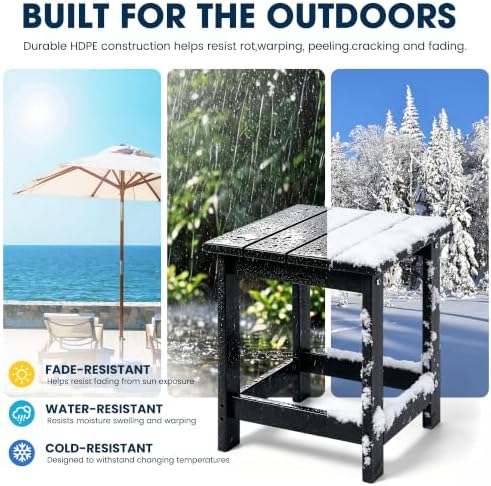 LZRS Patio Side Table, Heavy Duty HDPE Outdoor End Table - Image 4