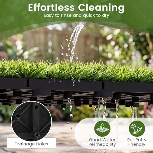 GIANTEX Artificial Grass Interlocking Deck Tiles, Snap-Together Outdoor Grass - Image 3