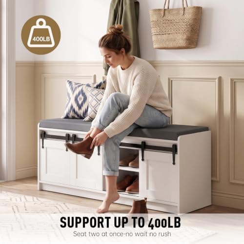 42" Farmhouse Shoe Storage Bench - Image 5