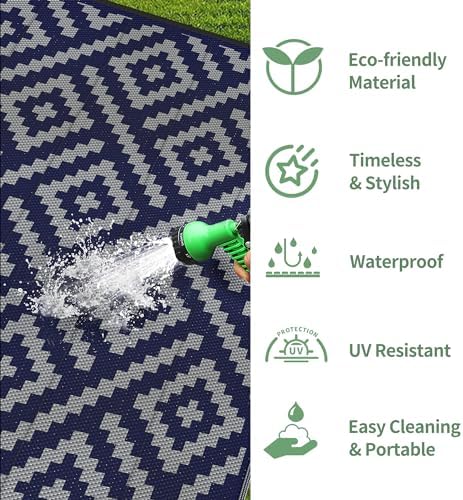 GENIMO Outdoor Rug, Waterproof Plastic Rugs 9'x12' - Image 6