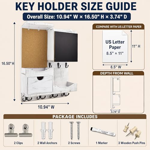 Key Holder Wall Mount with Drawer and Mail Organizer - Image 2