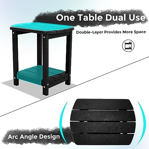Adirondack Square Outdoor Side Table, 2-Tier Storage Patio Side Table, HDPE End - Image 5