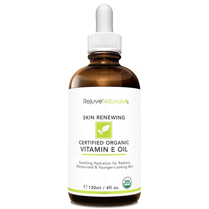 Vitamin E Oil - 100% All Natural & USDA Organic (LARGE 4oz Bottle) Repair Dry, Damaged Skin from Surgery & Acne, Age Spots & Wrinkles. For Radiant, Hydrated & Youthful Skin. Face & Body Moisturizer
