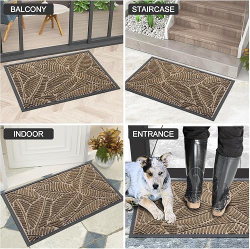 Colorxy Waterproof Front Doormat, Sturdy Natural Rubber Door Mat - Image 6