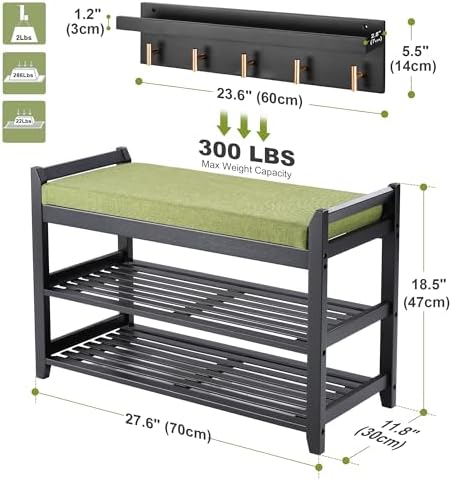 PETKABOO Shoe Rack for Front Door Entrance, 28” Entryway Bench - Image 3