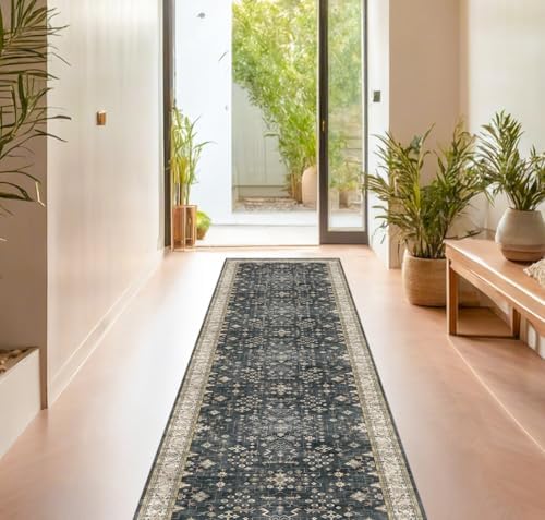 Hazo Haus Black Boho Washable 3x16 Extra Long Runner Rug by HazoHaus