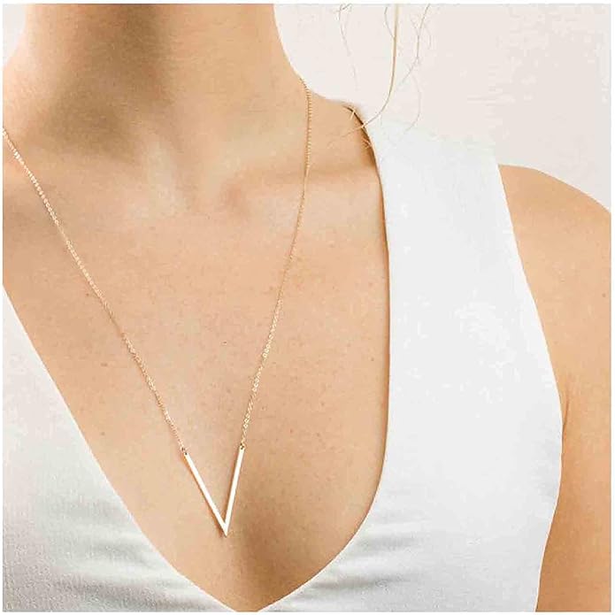 Letter V Pendant Necklace Monogram Necklace Choker Minimalist Initial V Necklace Simple Everyday Necklace Chain Jewelry for Women