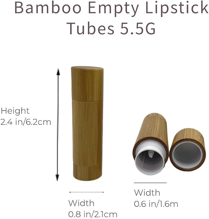 Bamboo Empty Lip Balm Containers 5.5g 6 Pack,Refillable DIY Lip Balm Tube Containers with Clear PP Plastic Inner,Lip Gloss Tubes Chapstick Holder for DIY Cosmetic Samples Deodorant