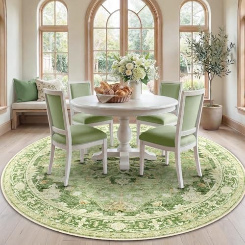 RELEANY Washable Area Rug, Round 7ft by RELEANY