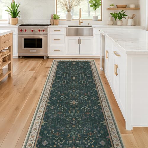 Hazo Haus Dark Green 2x6 Kitchen Rug by HazoHaus