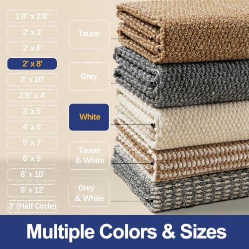 Faux Jute Runner Rug 2'x8', Washable & Non-Slip, Off White - Image 3