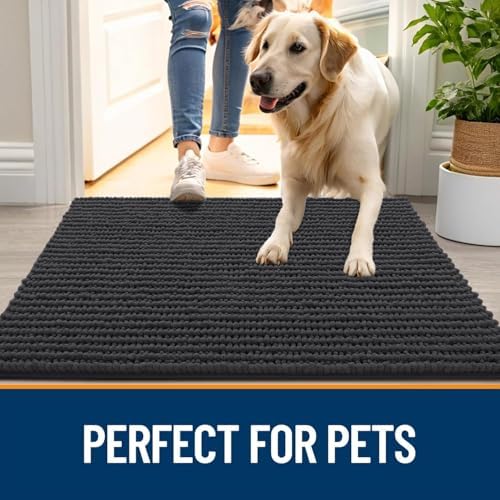 OLANLY Dog Door Mat for Muddy Paws 47x24, Extra Absorbent Chenille Mud Mat - Image 6