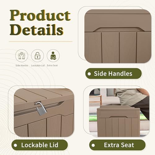 Devoko 31 Gallon Waterproof Outdoor Storage Box Resin Deck Box Lockable and UV - Image 5
