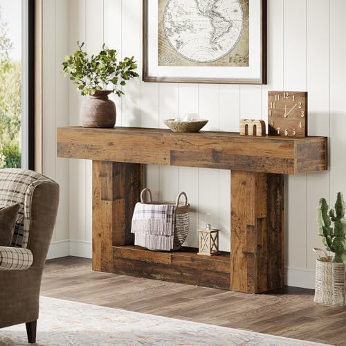 Tribesigns 63" Console Table, Farmhouse 2-Tier Entryway Table - Image 3