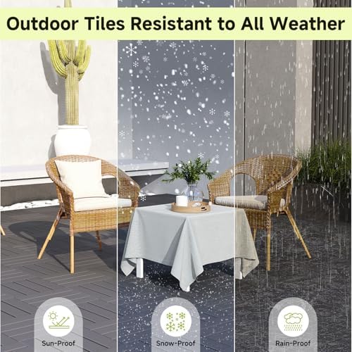 Rovibek 44 PCS Interlocking Deck Tiles, All Weather Patio Tiles - Image 5
