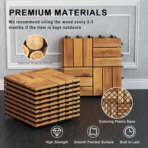 Goplus 54-Pack Acacia Wood Interlocking Deck Tiles - Image 5