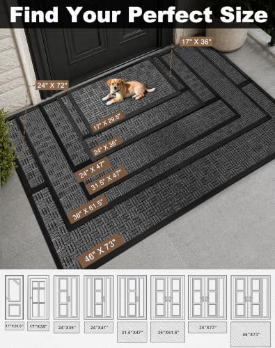 Mibao Front Door Mat Outdoor Entrance, Waterproof Dirt Trapper Doormat - Image 6