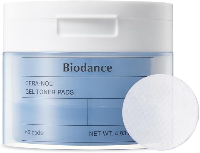 Biodance Cera-NOL Gel Toner Pads, Hydrating & Soothing for Sensitive Skin, Redness Reducing, Gentle Exfoliating Toner Pads, Korean Skincareㅣ4.93 fl.oz.(140g)*60Pads