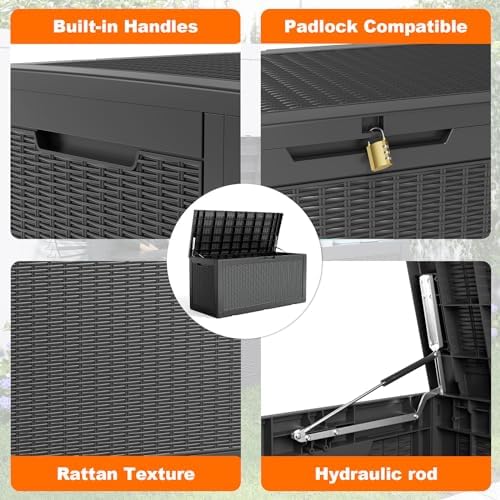 130 Gallon Outdoor Storage Box Waterproof, UV Resistant Resin Deck Box - Image 5