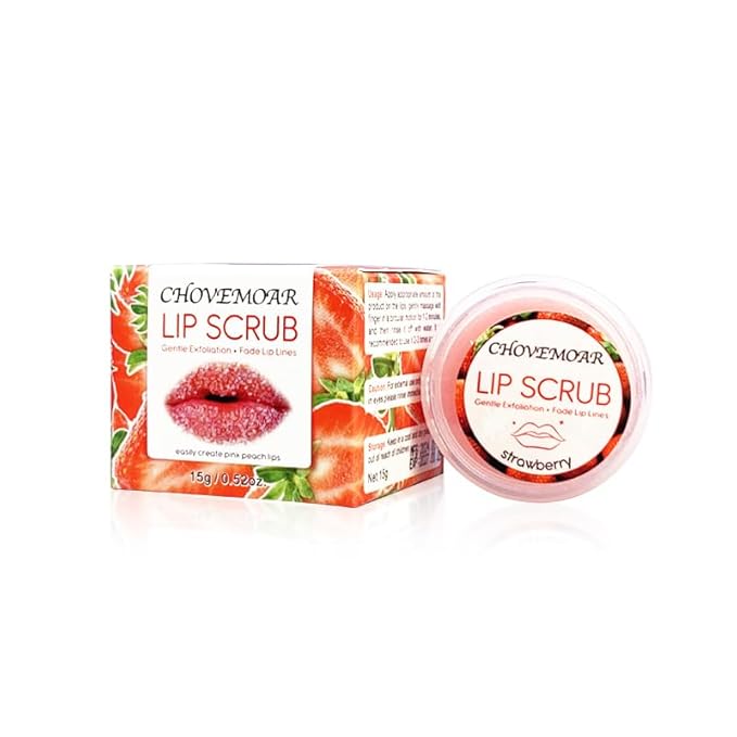 Lip Scrub, Lip Scrubs Exfoliator, Sugar Lip Polish, Lip Exfoliator Scrubber for Chapped and Dry Lips, Lip Moisturizer, Lip Care Products, (2 strawberries)