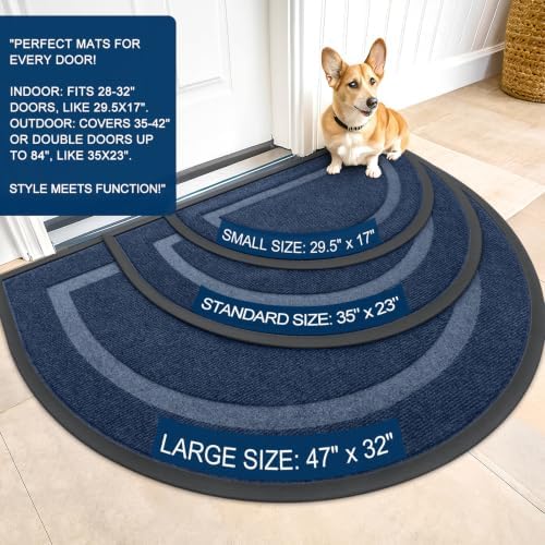 OLANLY Half Circle Front Door Mat Outside 47x32 All-Season Rubber Doormat - Image 2