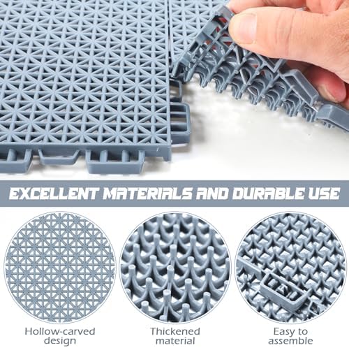 Huwena 100 Pack Drainage Mats Interlocking Tiles 10" x 10" Rubber Floor Tiles - Image 3