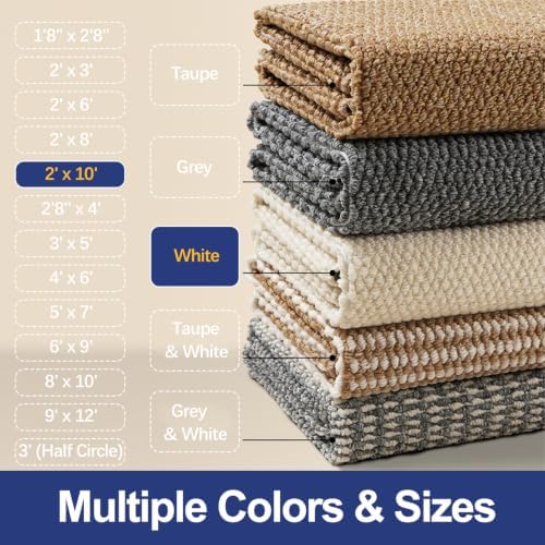 Faux Jute Runner Rug 2'x10', Washable & Non-Slip, Off White - Image 3