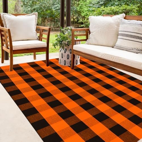 Buffalo Plaid Outdoor Rugs, Layering Rug by BOTTA