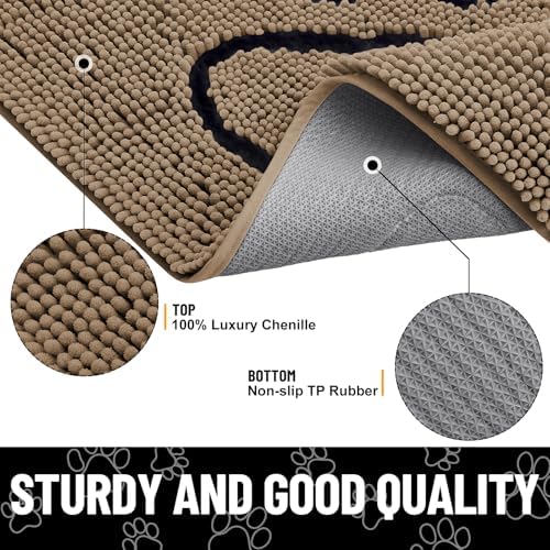 Smiry Dog Door Mat for Muddy Paws, Absorbent Non Slip Dirt Trapper - Image 3