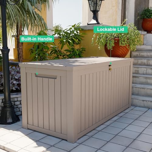 PatioZen 200 Gallon Resin Deck Box, Lockable Patio Outdoor Storage Box - Image 4