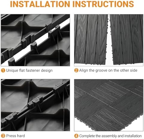 VINGLI Interlocking Deck Tiles, Anti-Slip Plastic Tiles - Image 5