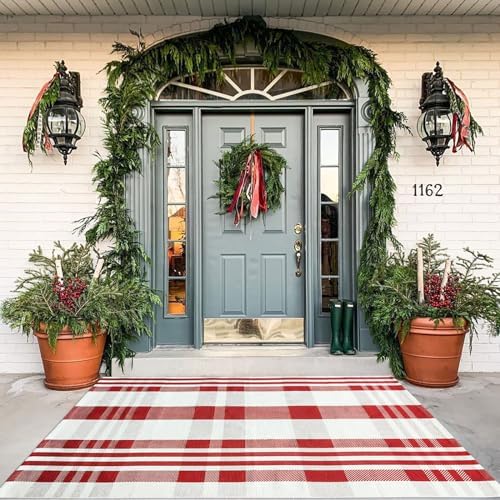 Christmas Plaid Outdoor Rug, Layering Rug - Image 2