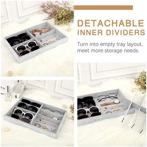 Emibele Sunglass Organizer Jewelry Tray, 8 Grids Velvet Stackable Tray - Image 4
