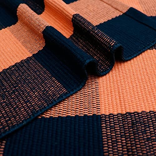 Fall Décor Orange and Black Plaid Rug, Hand-Woven Rug - Image 5