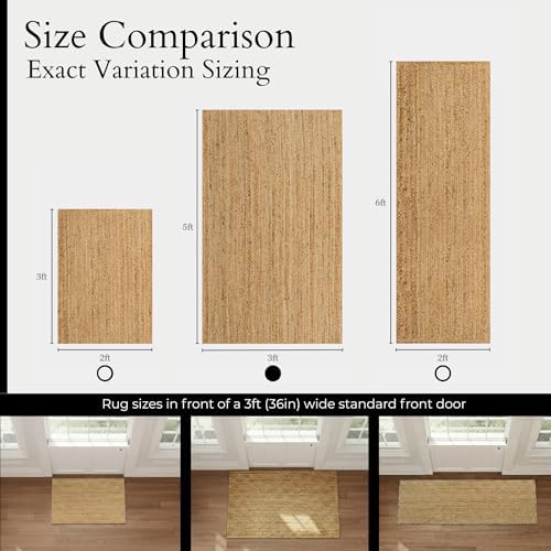 Jute Area Rug - 3'x5' Natural Jute Rug - Image 3