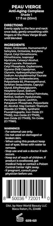 MĒTIER® Peau Vierge Complexe, Hydrating Tinted Moisturizer, Retinol, Hyaluronic Acid, 1.7 fl oz (Shade 1 - light)