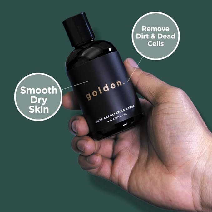 Golden Grooming Co. Exfoliating Face Scrub for Men - Deep Cleansing Facial Cleanser w/Coconut Oil & Aloe Vera - Exfoliating Face Wash for Men - Face Scrub for Oily & Dry Skin - For All Skin Types-4oz