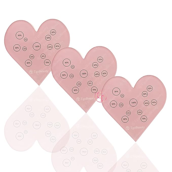 TgoBeauty Acrylic Mix Heart Palette Permanent Makeup Ink Color Ratio Tool Heart Pink Cosmetic Makeup Palette for Eyebrow Lip Nail Art Makeup (Pink)