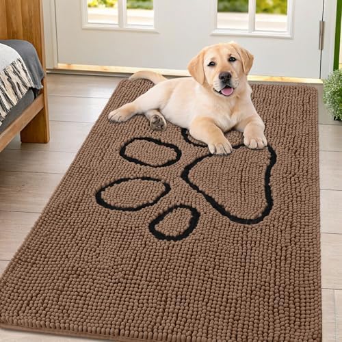 Smiry Dog Door Mat for Muddy Paws, Absorbent Non Slip Dirt Trapper by Smiry