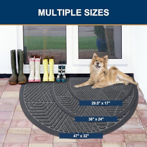 Smiry Half Circle Front Door Mat Outside Entrance, Rubber Doormat - Image 2