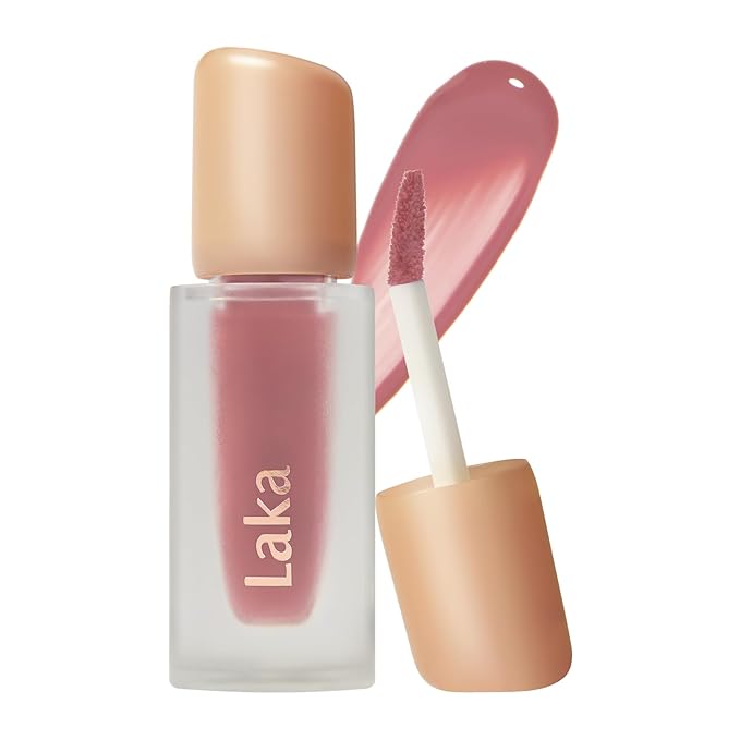 Laka Fruity Glam Tint, 4.5g/0.15 oz., Glowing Lip Stain with Wide Color Spectrum, Hydrating & Lightweight Texture, Long-Lasting Bold Stain, Non-Sticky, Vegan, K-Beauty (#124 Maro)