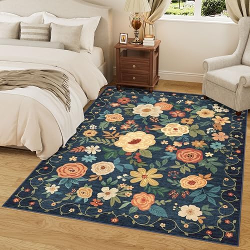 DUKINO 6x9 Area Rugs, Floral Washable Rug - Image 6