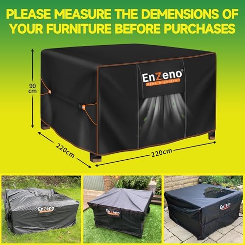 Enzeno Patio Furniture Cover Outdoor Waterproof 86"L x 86"W x 35"H - Image 6