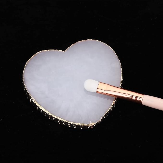 Resin Nail Art Palette Gold Edge Nail Holder Heart Shaped Color Makeup Foundation Mixing Tools Display Board Gel Nail Art Color Mixing Palette Painting Tray Manicure Tool