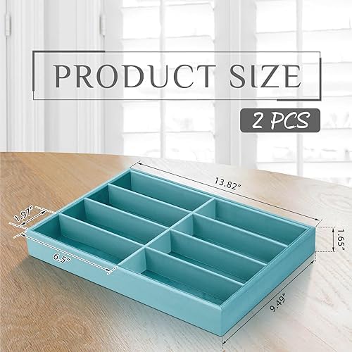 Amylove 2 Pack Sunglasses Organizer Tray Velvet Holder, 8 Grids, Light Blue - Image 2